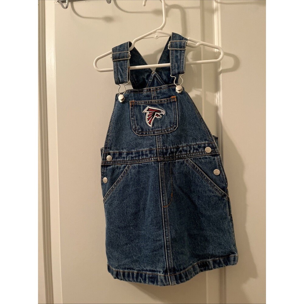 Atlanta Falcons Toddler Girls Denim Romper Dress Overalls NFL Size 4T Blue